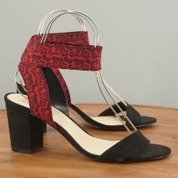 Jessica Simpson Black/Red Multi Sinista High Heel Sandal ankle straps women 8.5 - Picture 3 of 9